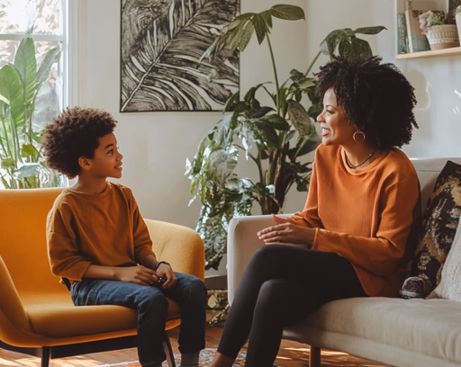 Mother and child having a conversation